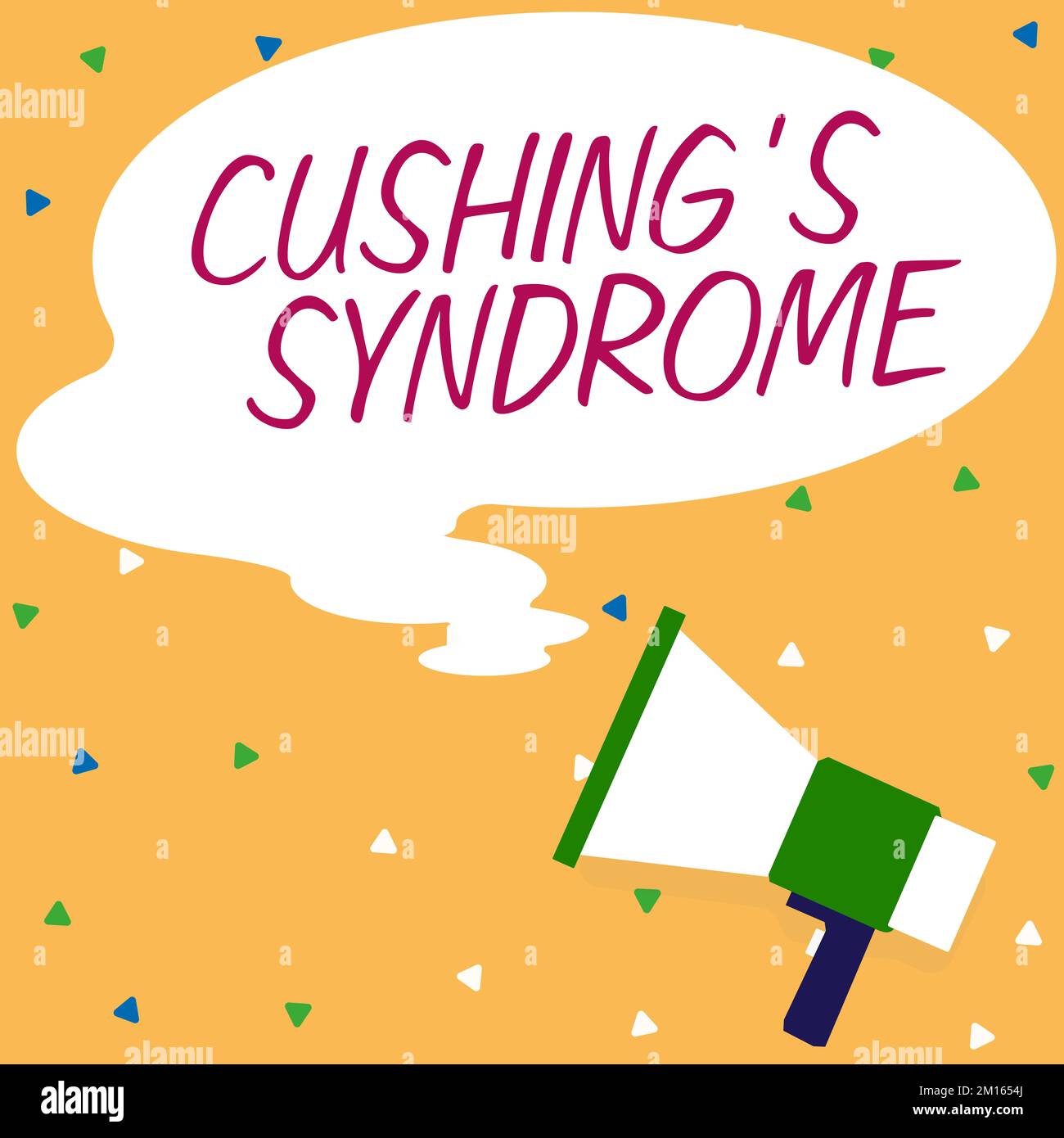 Text sign showing Cushing's Syndrome. Word Written on a disorder caused