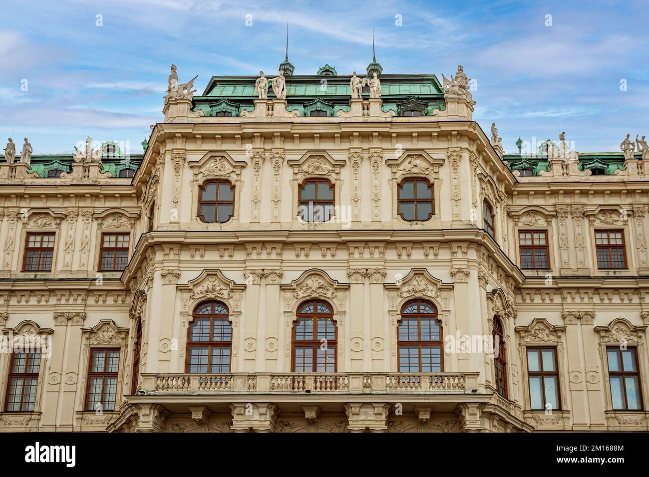 Detail of Schloss Belvedere in Vienna. Belvedere Castle and its Christmas market. Stock Photo