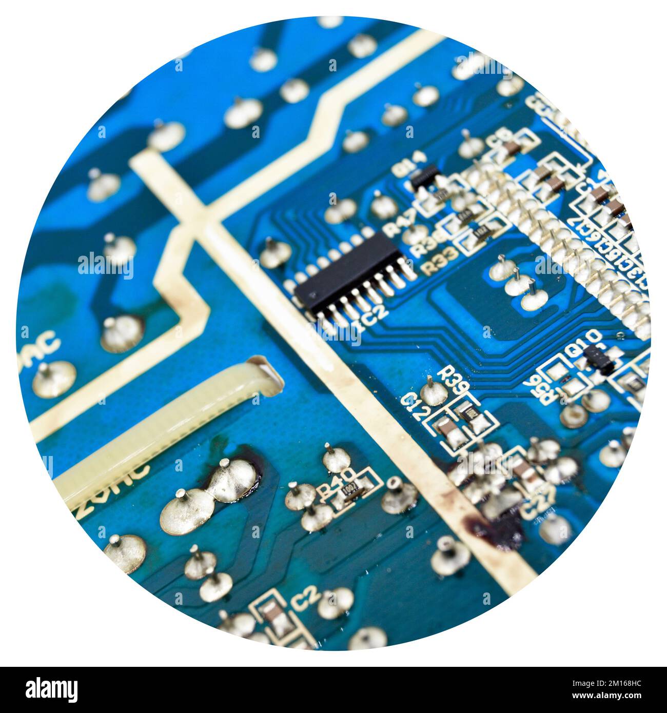 High tech electronic circuit board, isolated on white background Stock