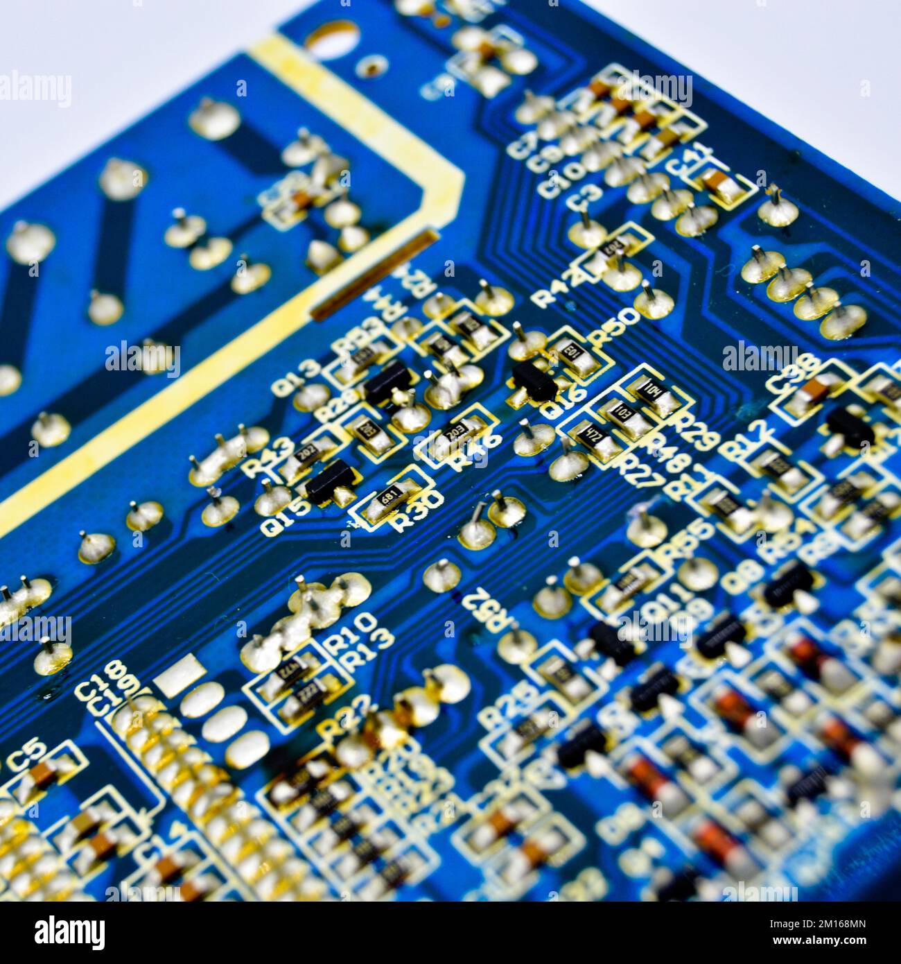 High tech electronic circuit board, isolated on white background Stock