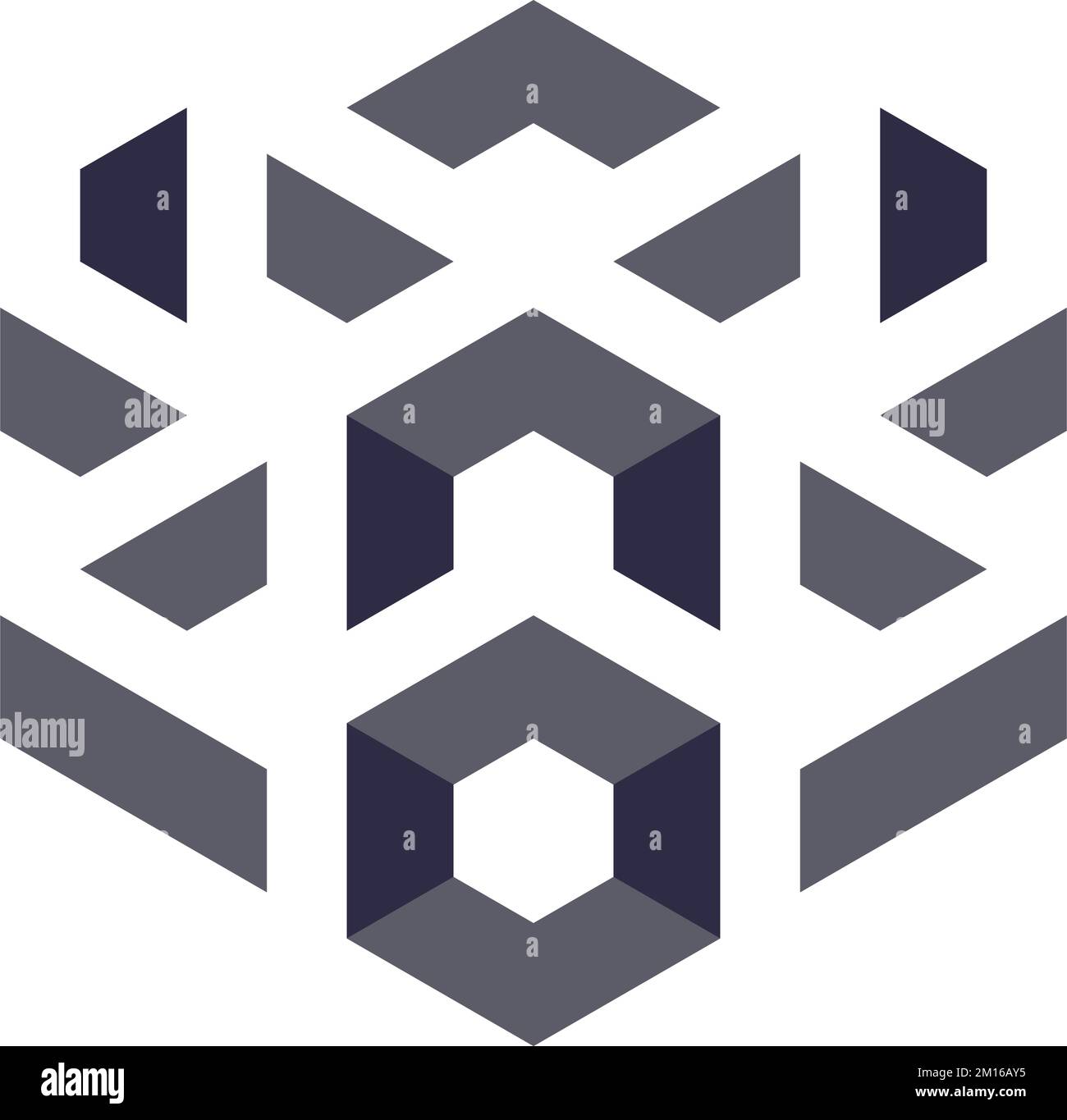Hexagonal Triangles Logo illusion generative pattern illustration Stock ...