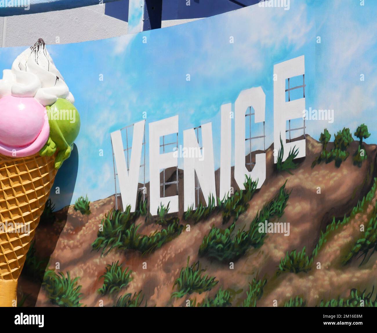 Venice sign at the Venice Beach boardwalk in Los Angeles, California