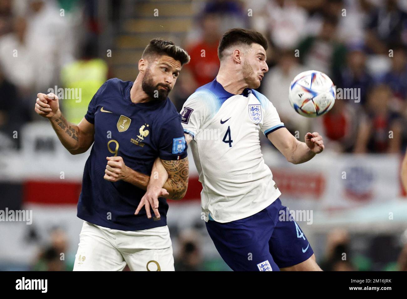 AL KHOR - (l-r) Olivier Giroud of France, Declan Rice of England during ...