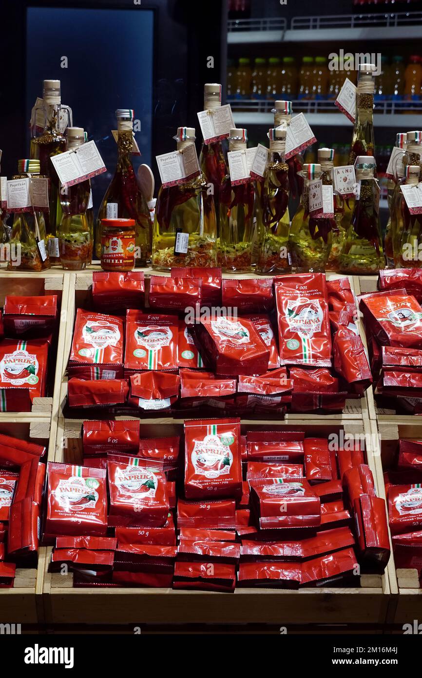 original Hungarian ground strong paprika, gift shop, Christmas market