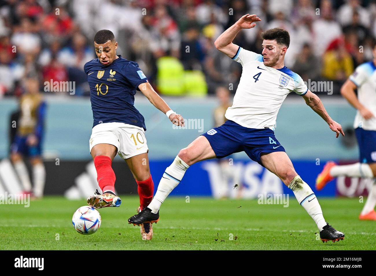 LUSAIL CITY, QATAR - DECEMBER 10: Kylian Mbappe of France battles for ...