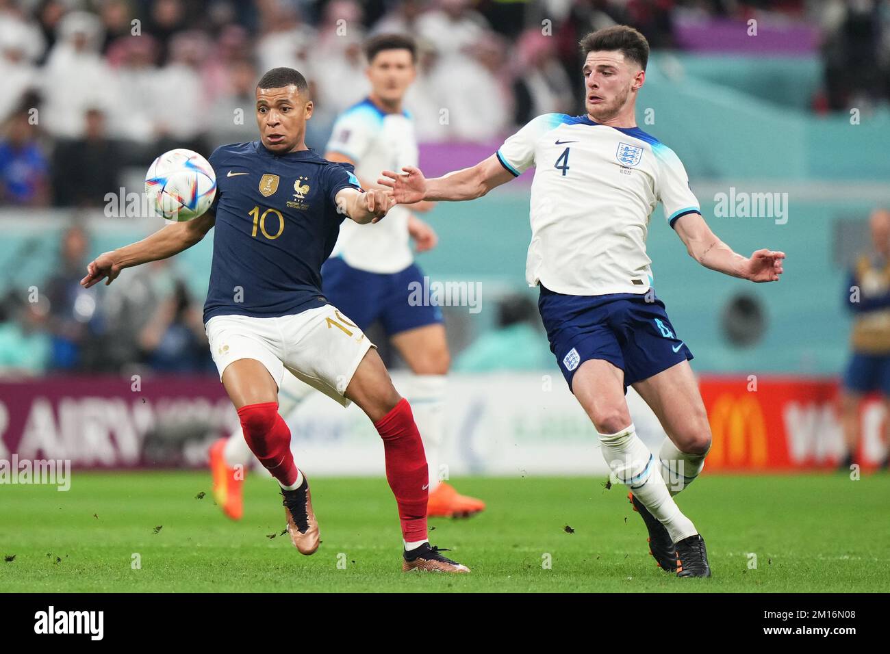 Al Khor, Qatar. Dec 10, 2022, Kylian Mbappe of France and Declan Rice ...