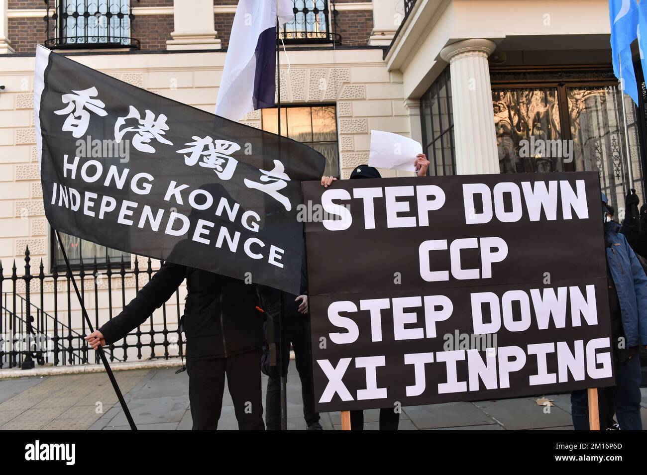 London, England, UK. 10th Dec, 2022. Opponents of Chinese Communist Party, supporters of Uyghurs, Tibetans and independent Hong Kong, gathered opposite Downing Street and marched to the Chinese Embassy in London to demand human rights in China. (Credit Image: © Thomas Krych/ZUMA Press Wire) Credit: ZUMA Press, Inc./Alamy Live News Stock Photo