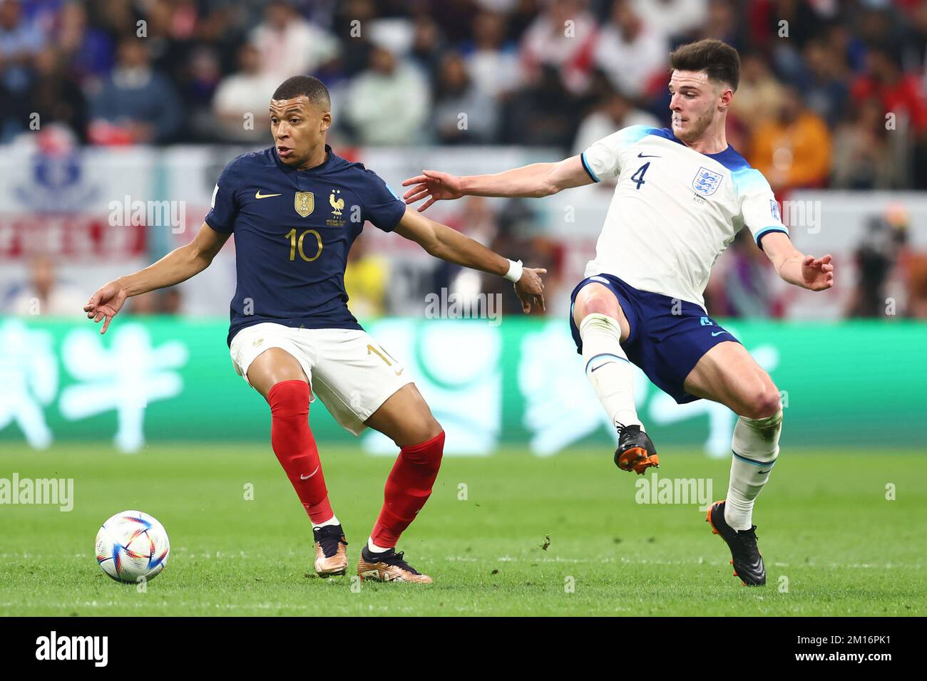 Al Khor, Qatar. 10th Dec, 2022. Declan Rice (R) of England in action ...