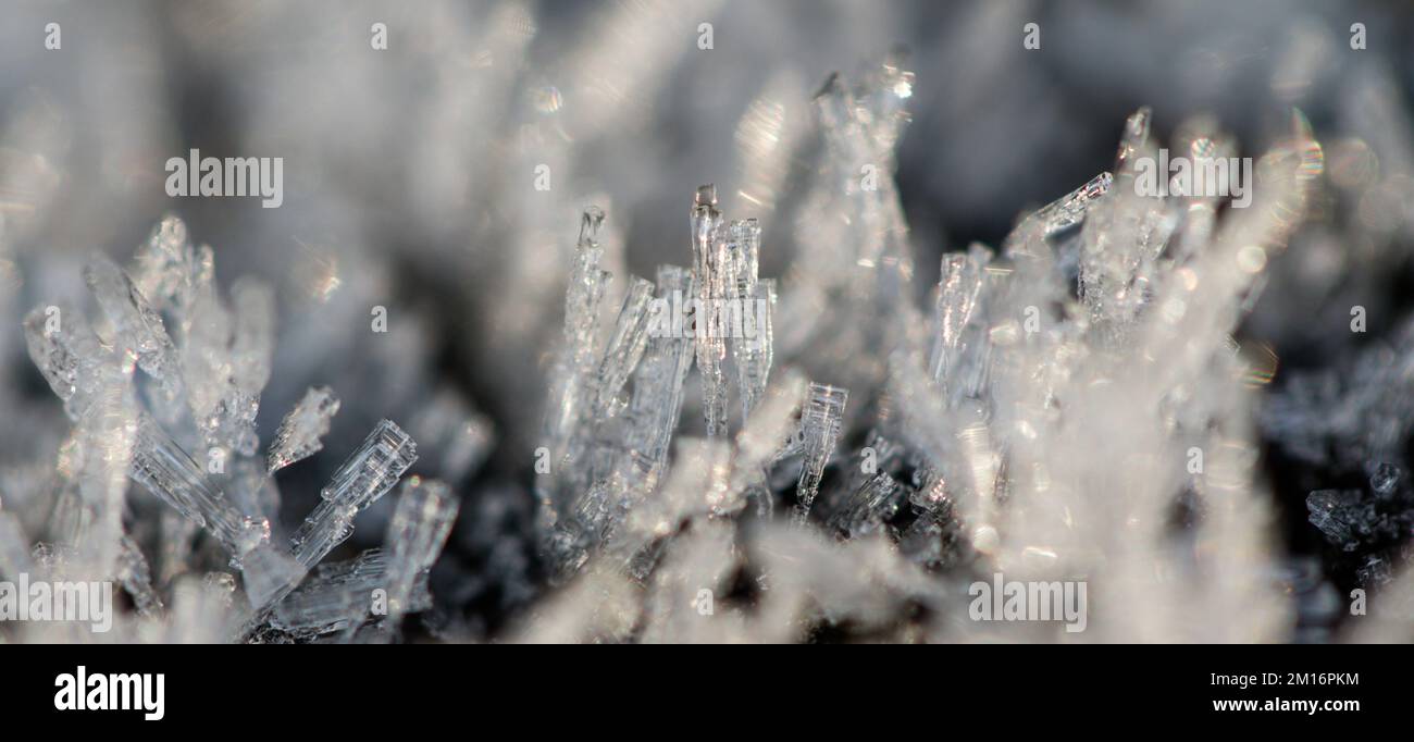 Macro detail of hoar frost particles Stock Photo
