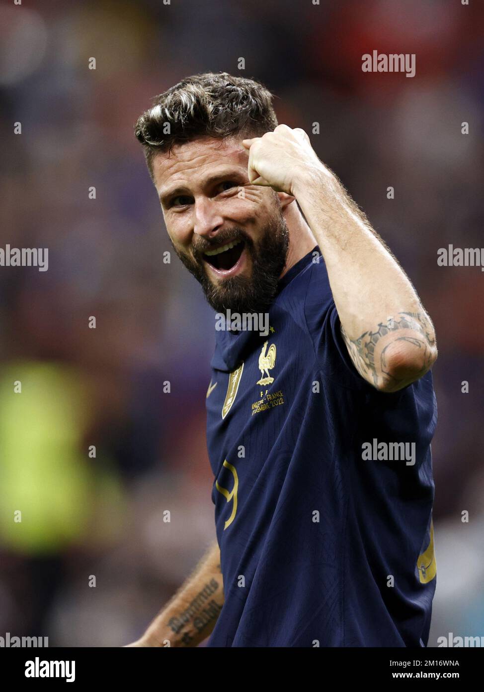 AL KHOR - Olivier Giroud of France celebrate the 1-2 draw during the FIFA World Cup Qatar 2022 quarter final match between England and France at Al Bayt Stadium on December 10, 2022 in Al Khor, Qatar. AP | Dutch Height | MAURICE OF STONE Credit: ANP/Alamy Live News Stock Photo