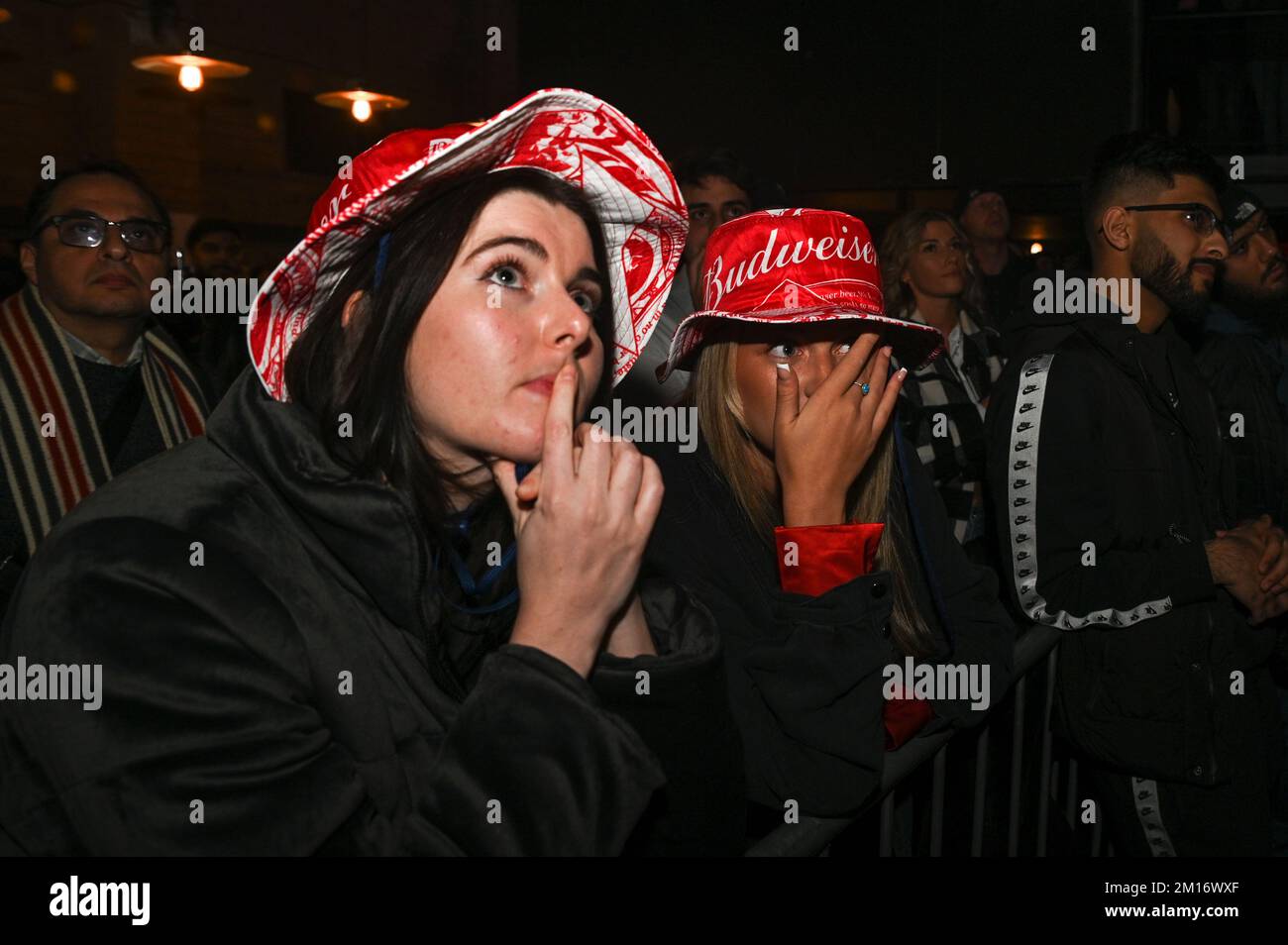 The Mill, Digbeth, Birmingham, December 10th 2022 - England fans react at the 4TheFans Fan Park in Birmingham after France score their second goal against England in the 2022 FIFA World Cup. Credit: Sam Holiday/Alamy Live News Stock Photo