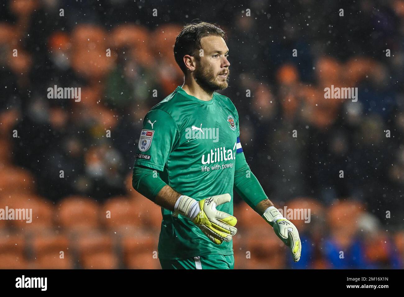 Chris Maxwell #1 of Blackpool during the Sky Bet Championship match Blackpool vs Birmingham City at Bloomfield Road, Blackpool, United Kingdom, 10th December 2022  (Photo by Craig Thomas/News Images) Stock Photo