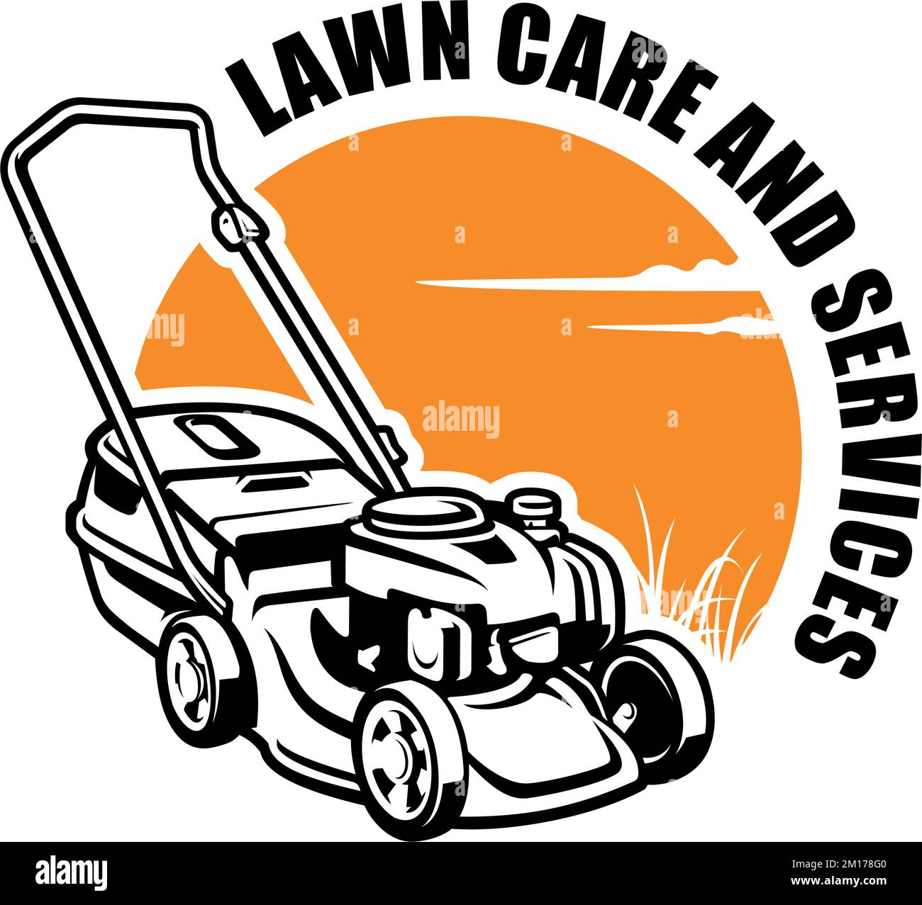 A digital illustration of a lawn care and services lawnmower company