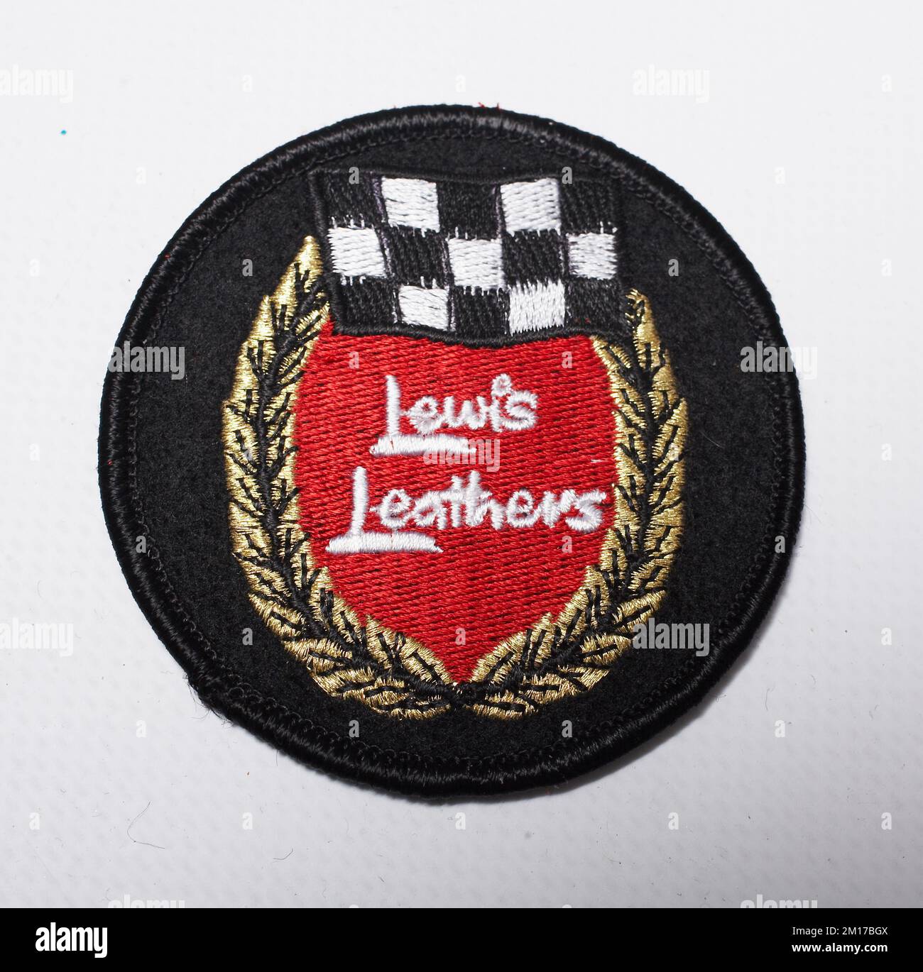 Lewis Leathers logo leavers patch , embroidered patch Stock Photo