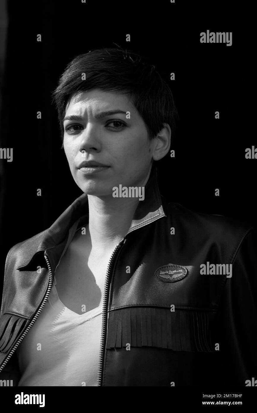 Biker leathers Black and White Stock Photos & Images Alamy