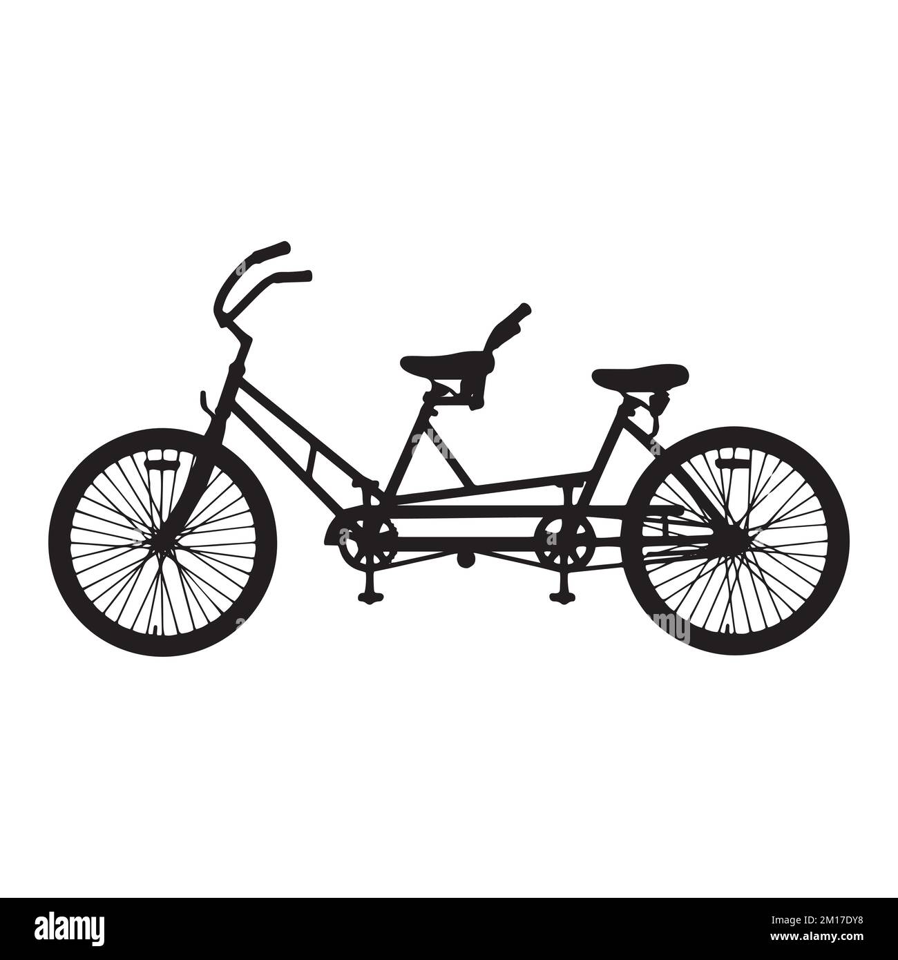 Vector Illustration of Tandem Bicycle Silhouette Stock Vector Image
