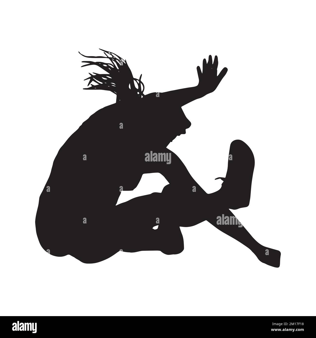 Vector Illustration of Female Long Jump Athlete Art Silhouette Stock ...