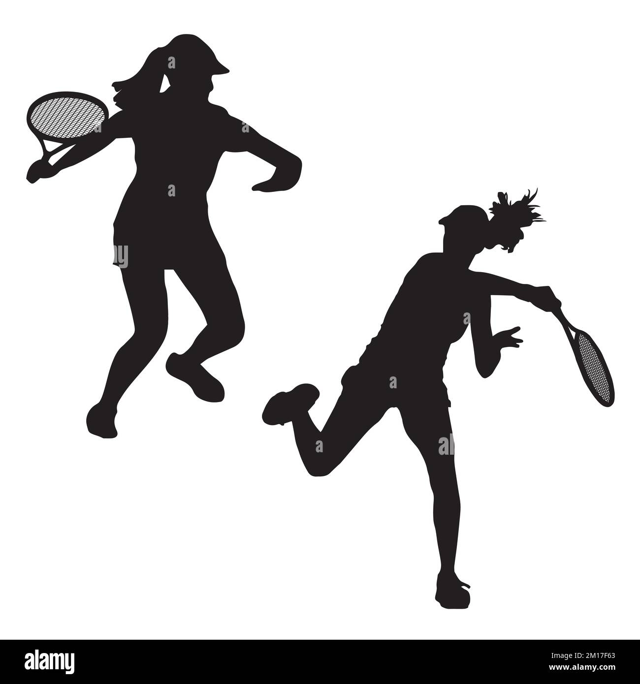Vector Illustration of Female Tennis Player Silhouette Stock Vector