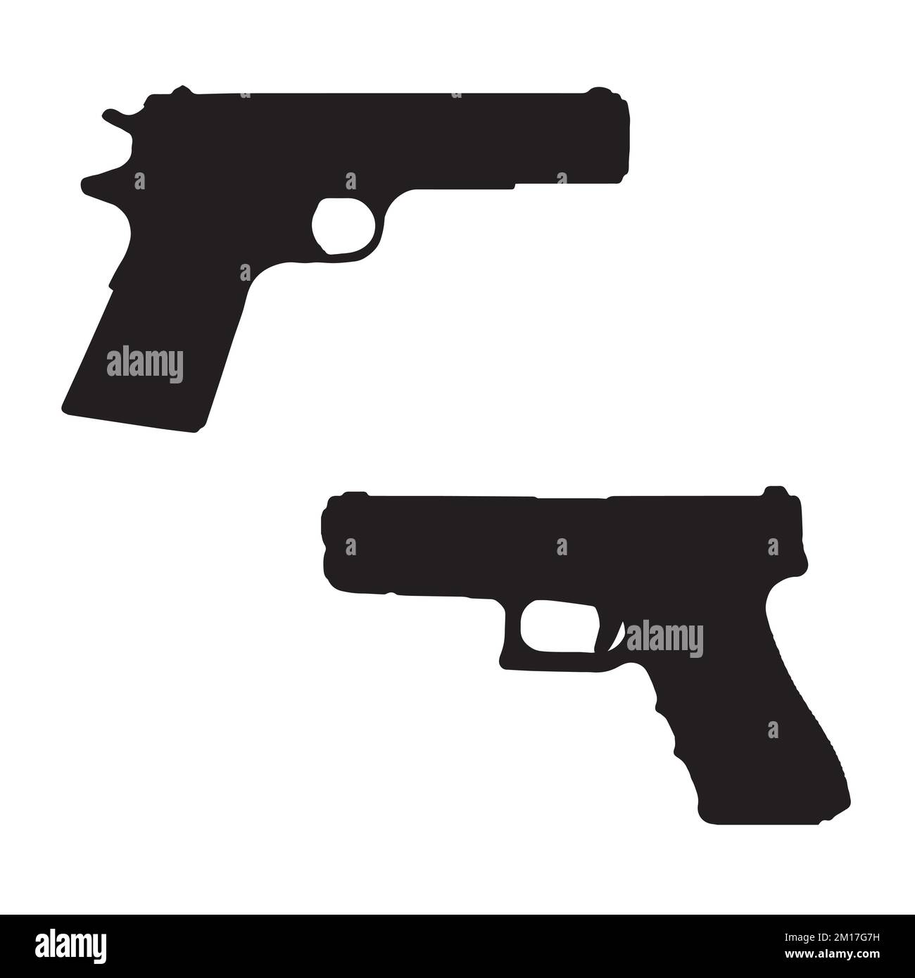 Vector Illustration of Pistol Gun Art Silhouette Stock Vector Image