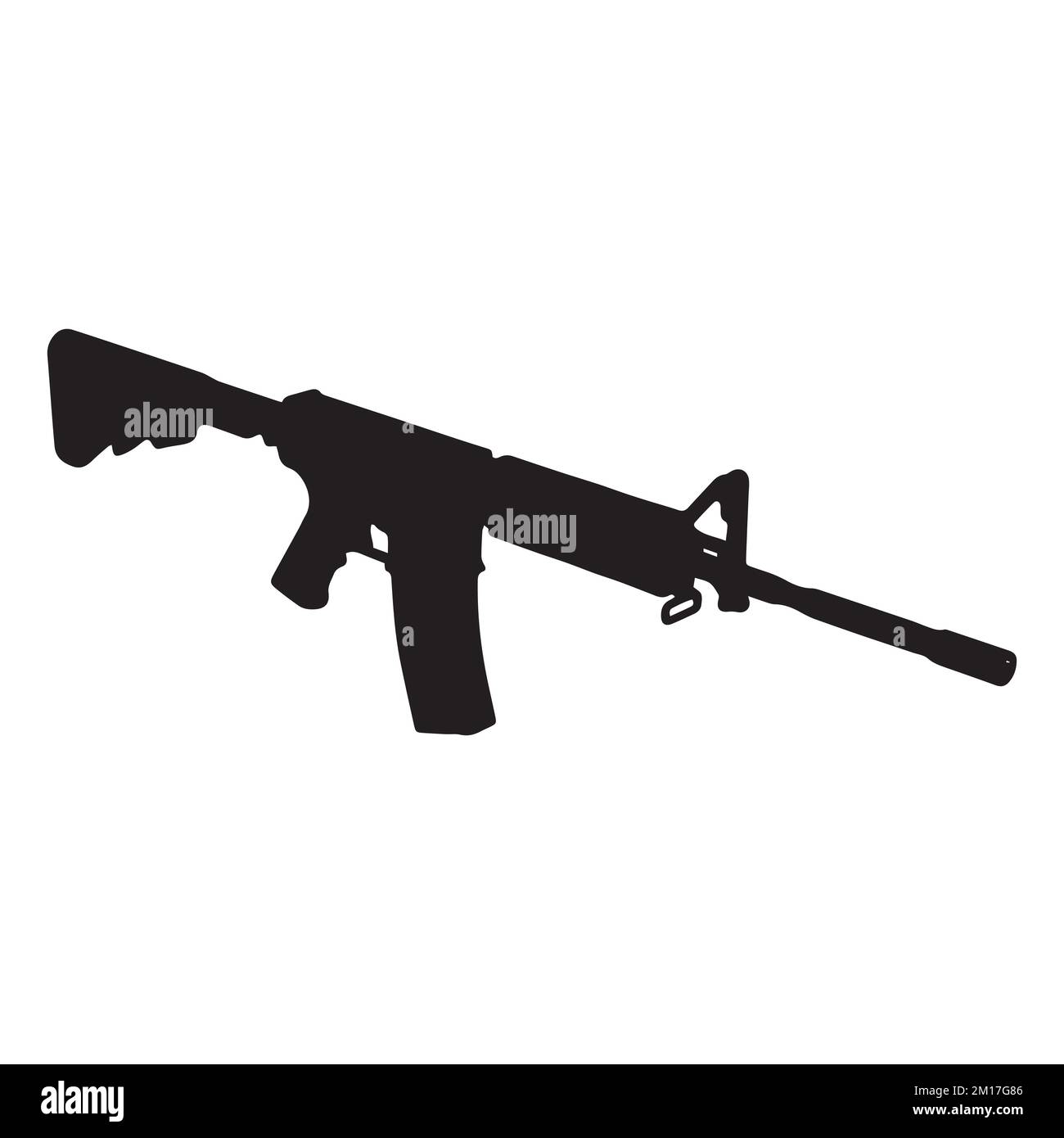 Vector Illustration of Assault Rifle Gun Silhouette Stock Vector