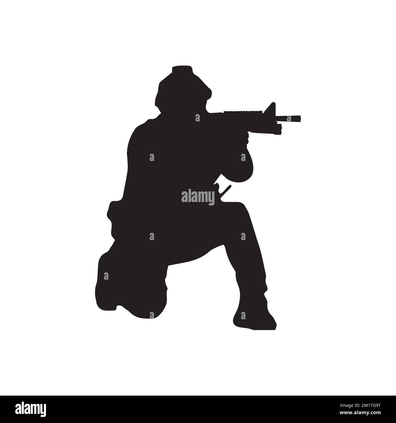 Vector Illustration of Military Gun Man Shooter Silhouette Stock Vector ...