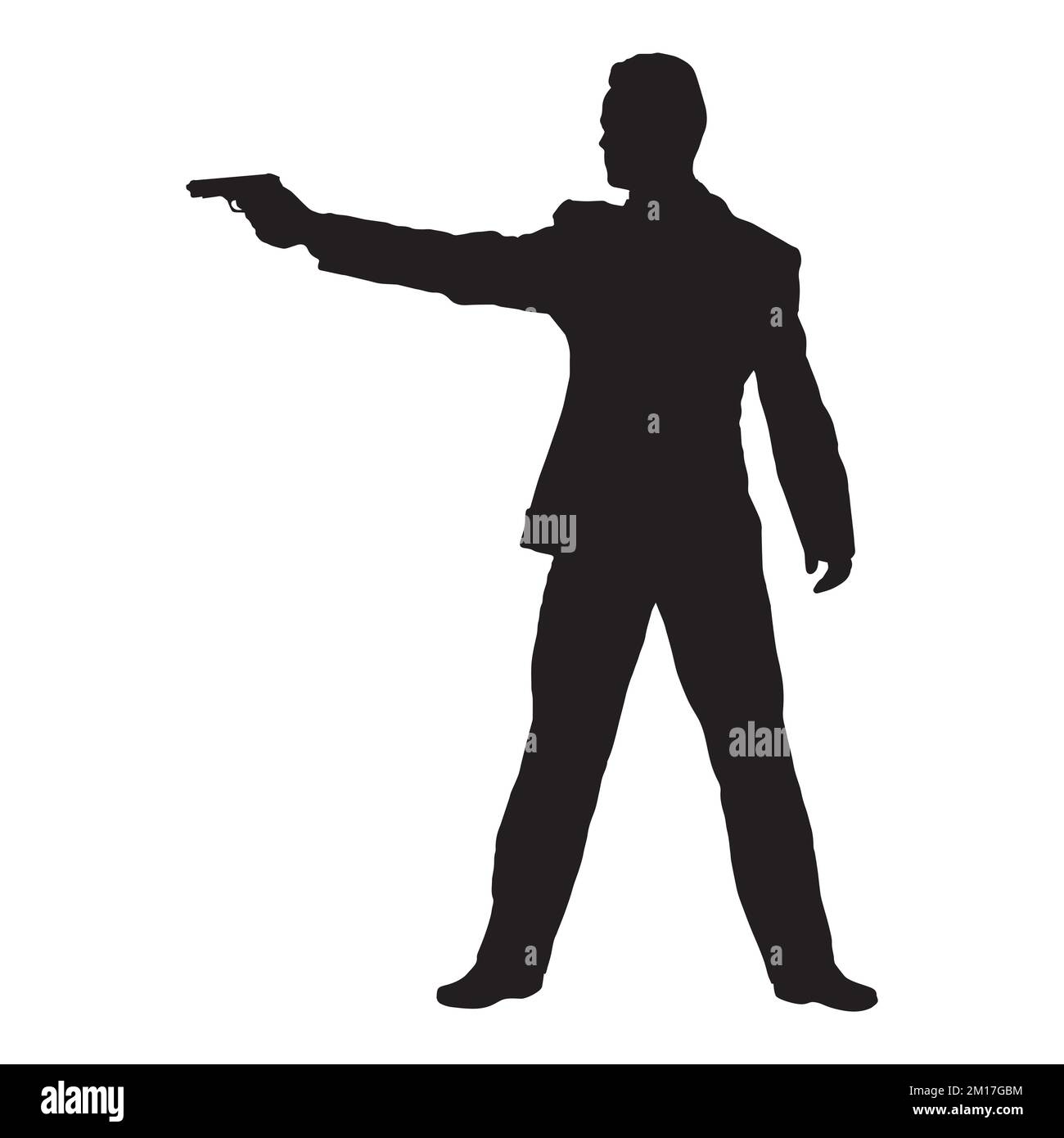 Gun Man Shooter Art Silhouette Stock Vector