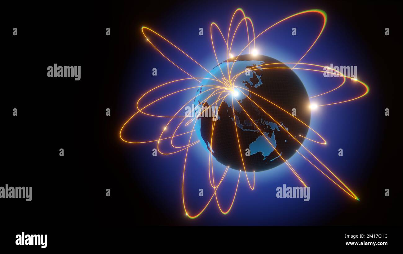 Global connection concept. Planet earth network sphere. 3d rendering ...