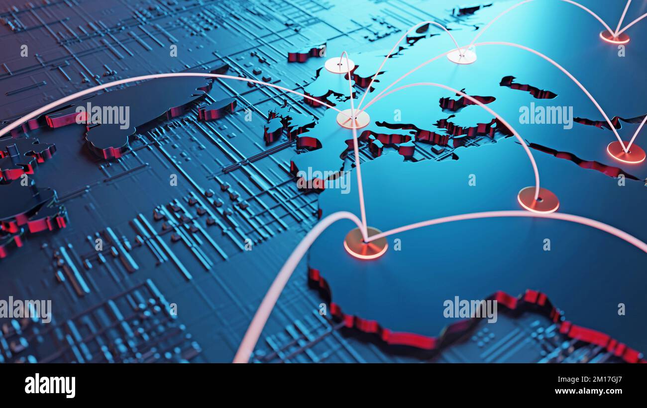 Global connection concept. Planet earth network sphere. 3d rendering ...