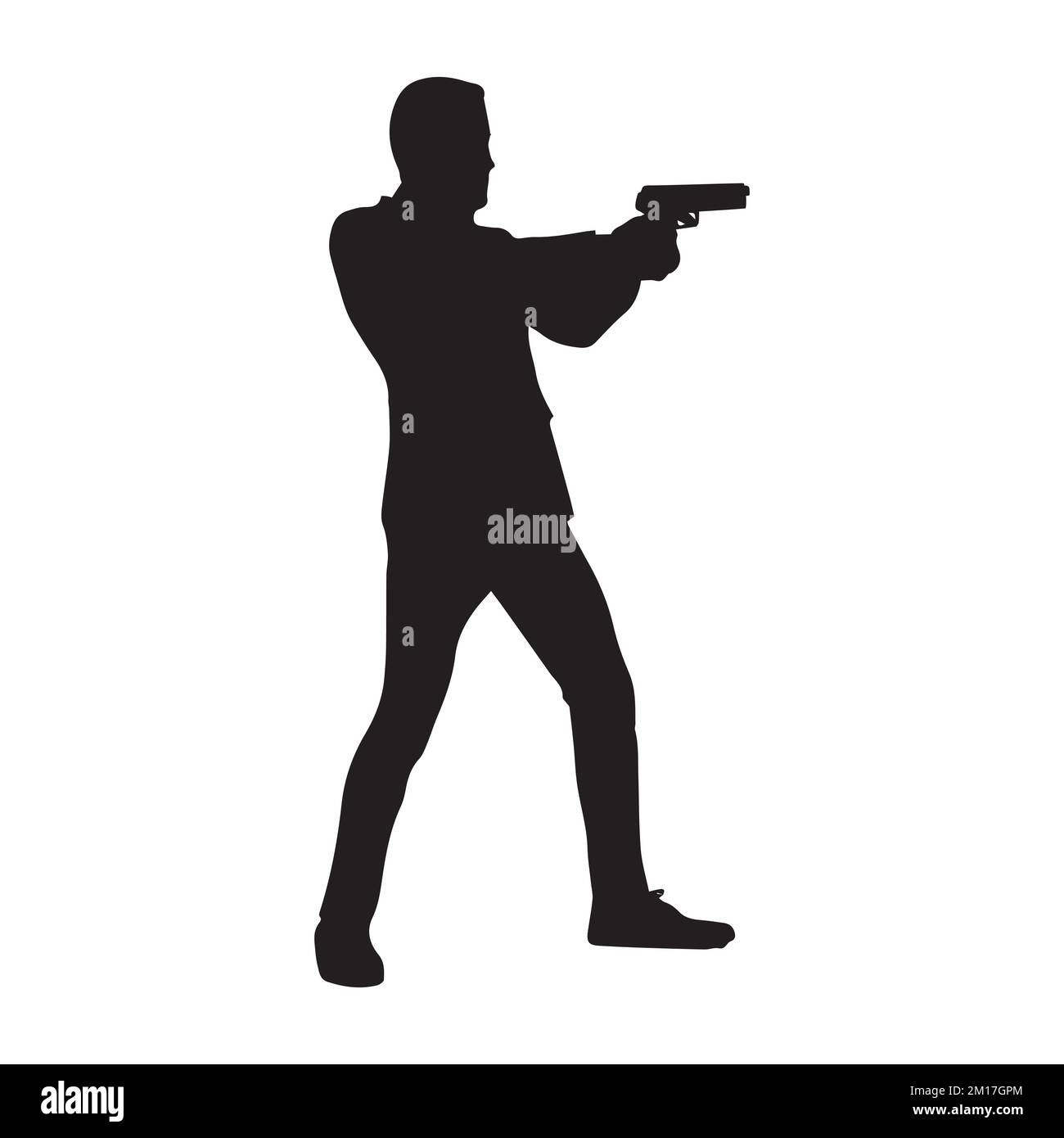Gun Man Shooter Art Silhouette Stock Vector