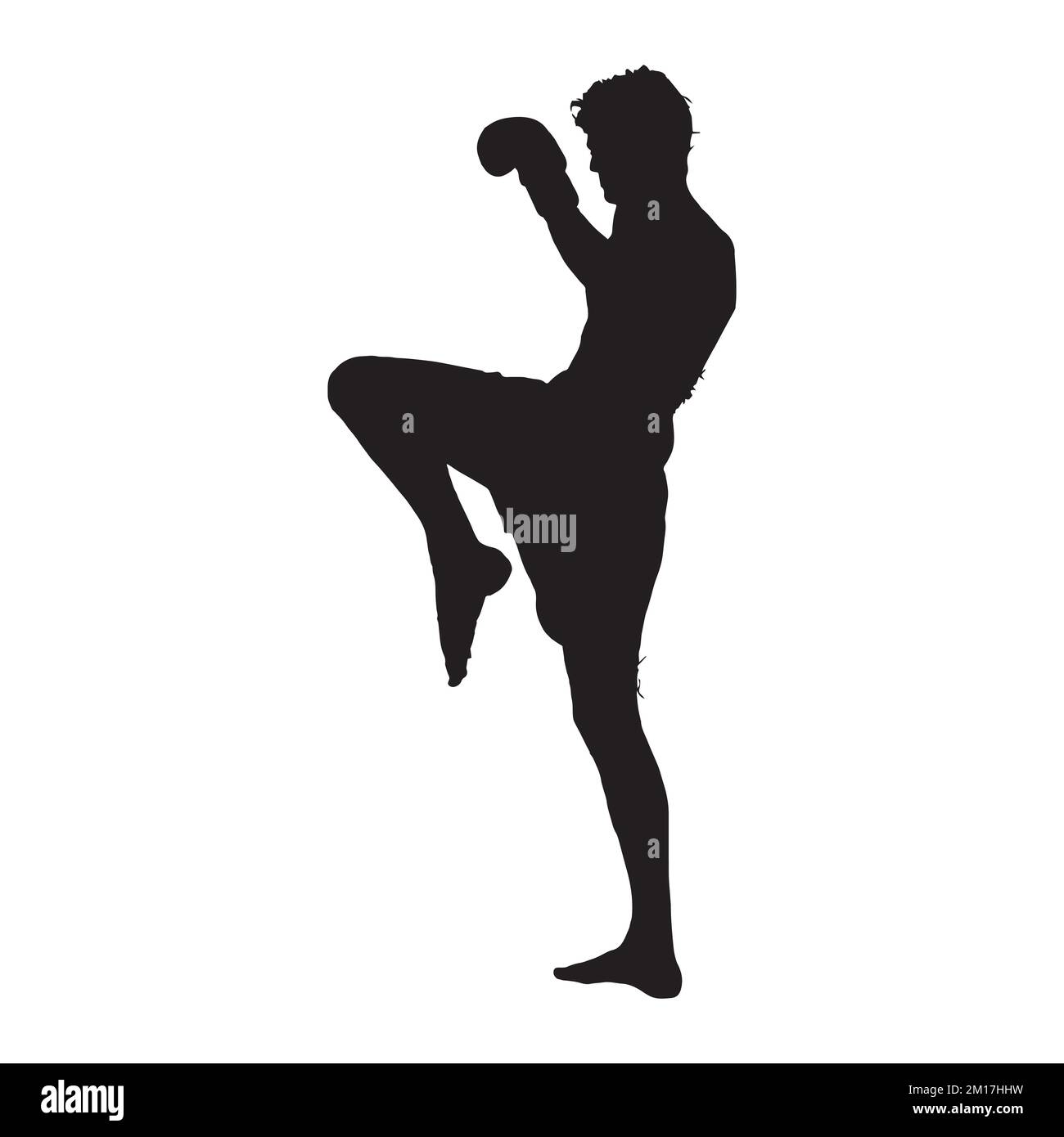 Kickboxing Martial Art Silhouette Stock Vector