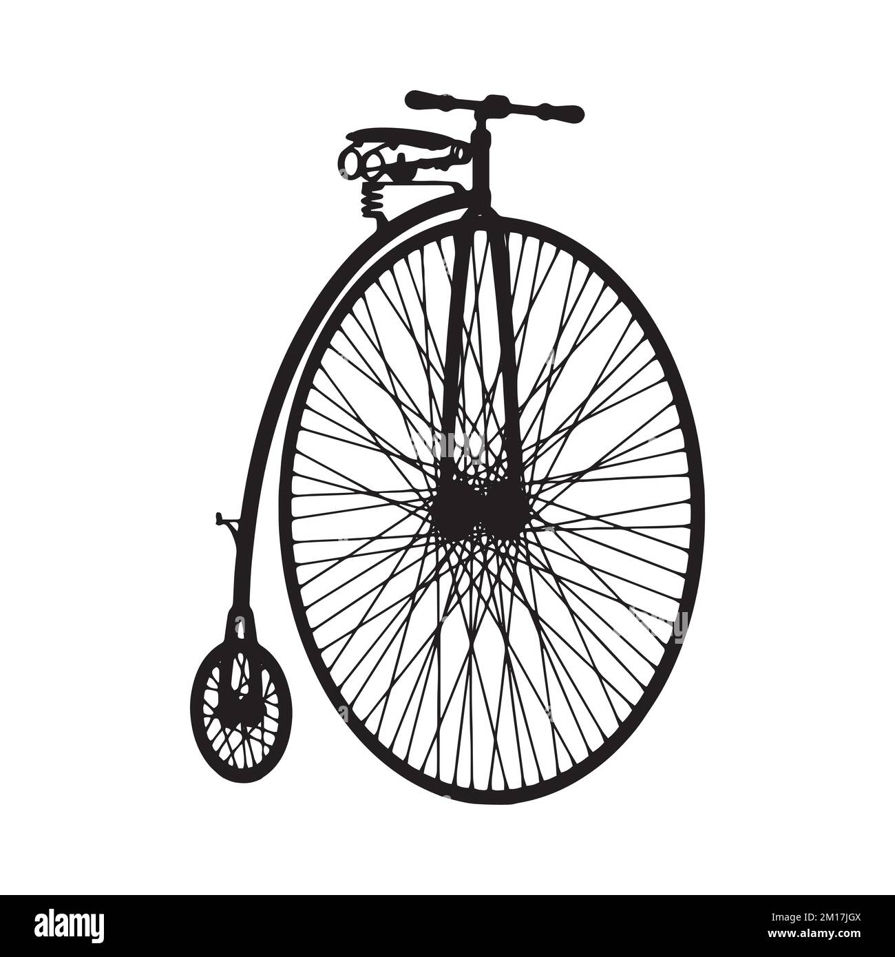 Vector Illustration of Penny Farthing Bicycle Silhouette Stock Vector