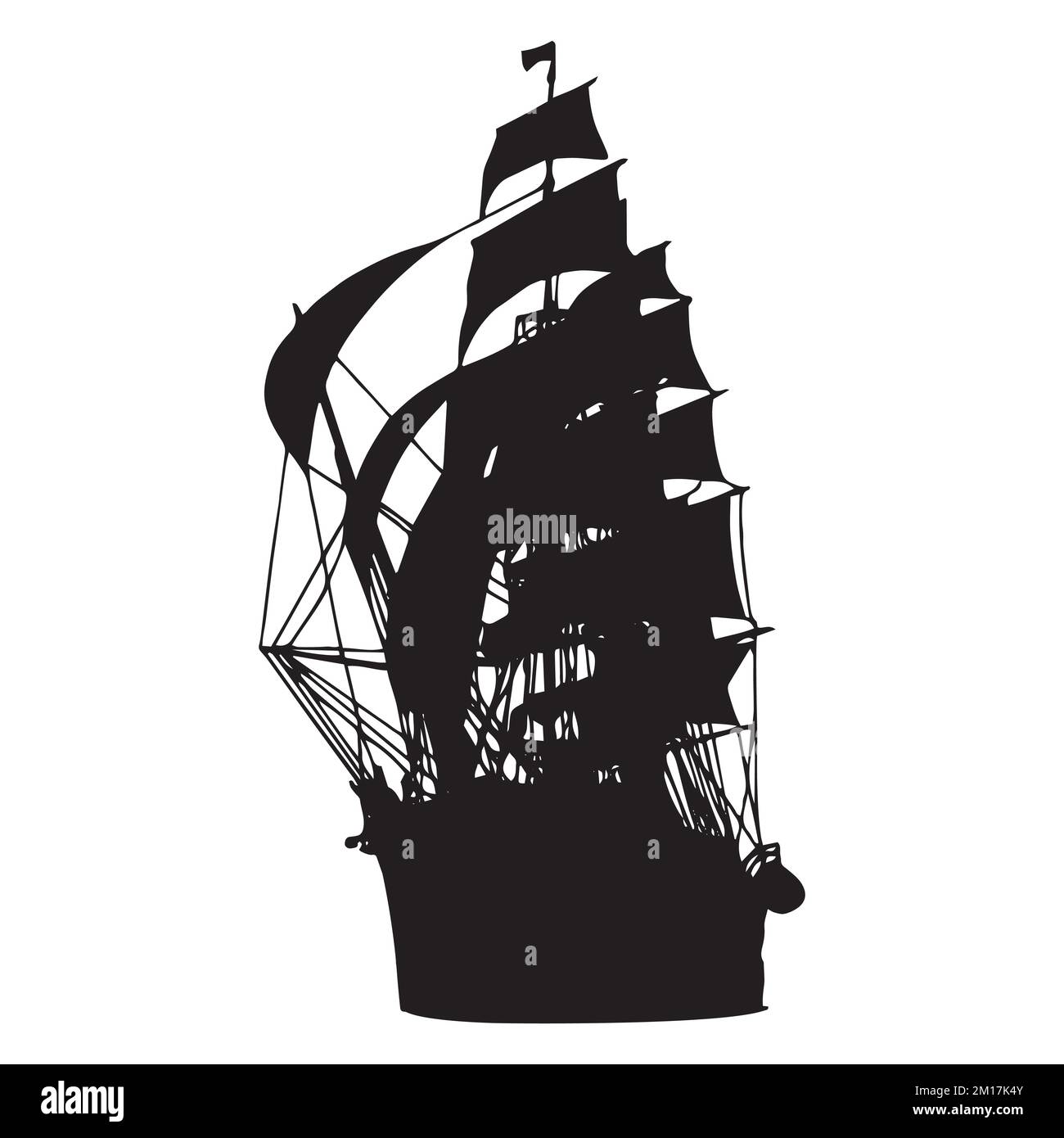 Vector Illustration of Sailing Ship Silhouette Stock Vector Image & Art