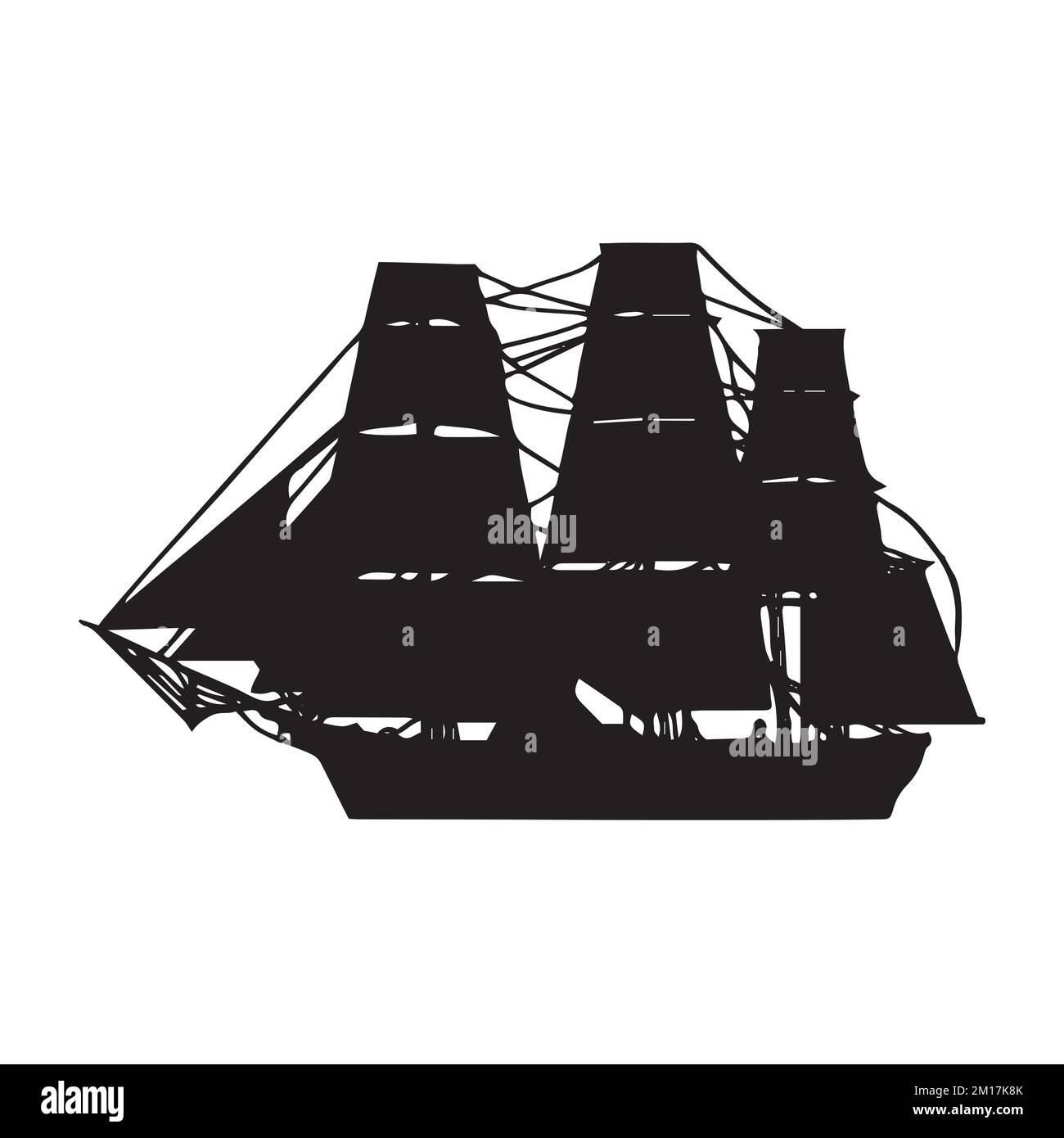 Vector Illustration of Sailing Ship Silhouette Stock Vector Image & Art
