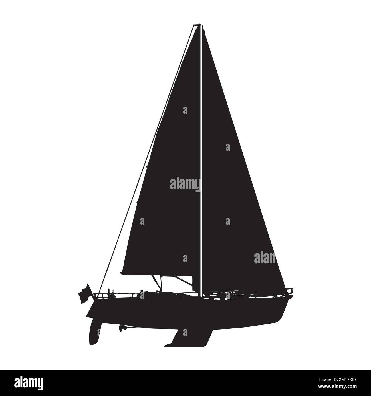 Vector Illustration of Sailing Boat Silhouette Stock Vector