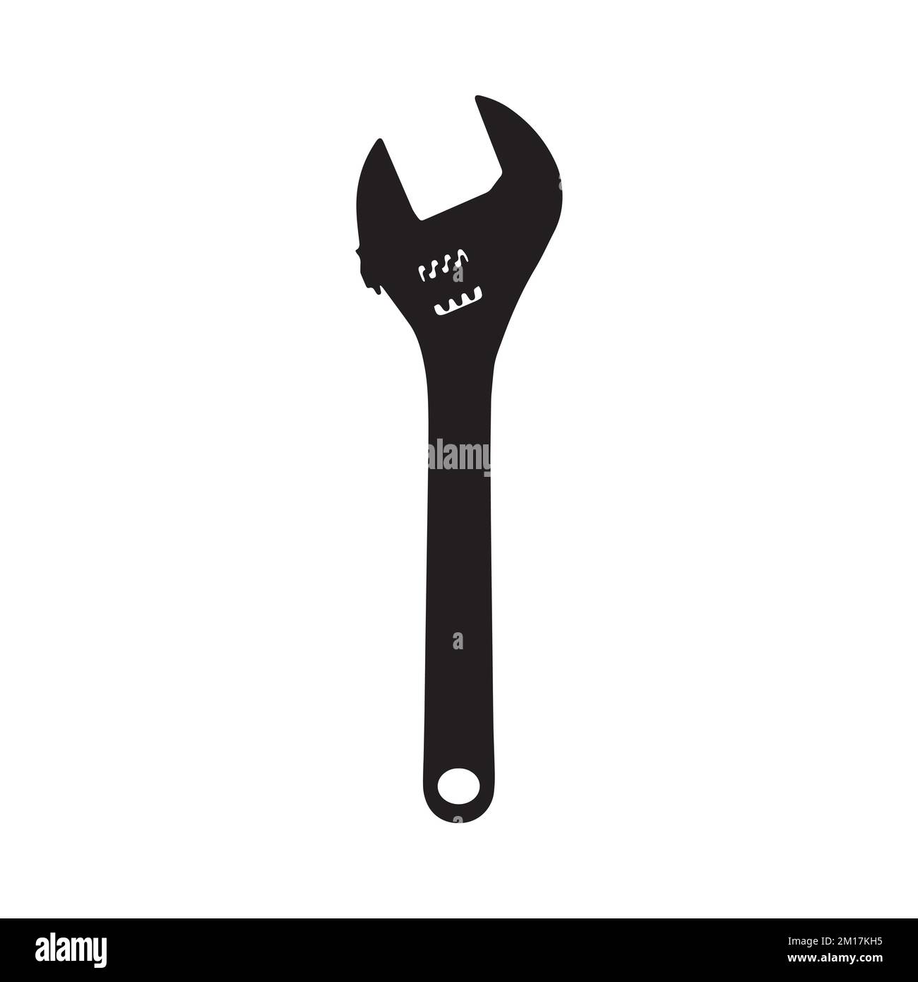 Vector Illustration of Adjustable Spanner Silhouette Stock Vector Image