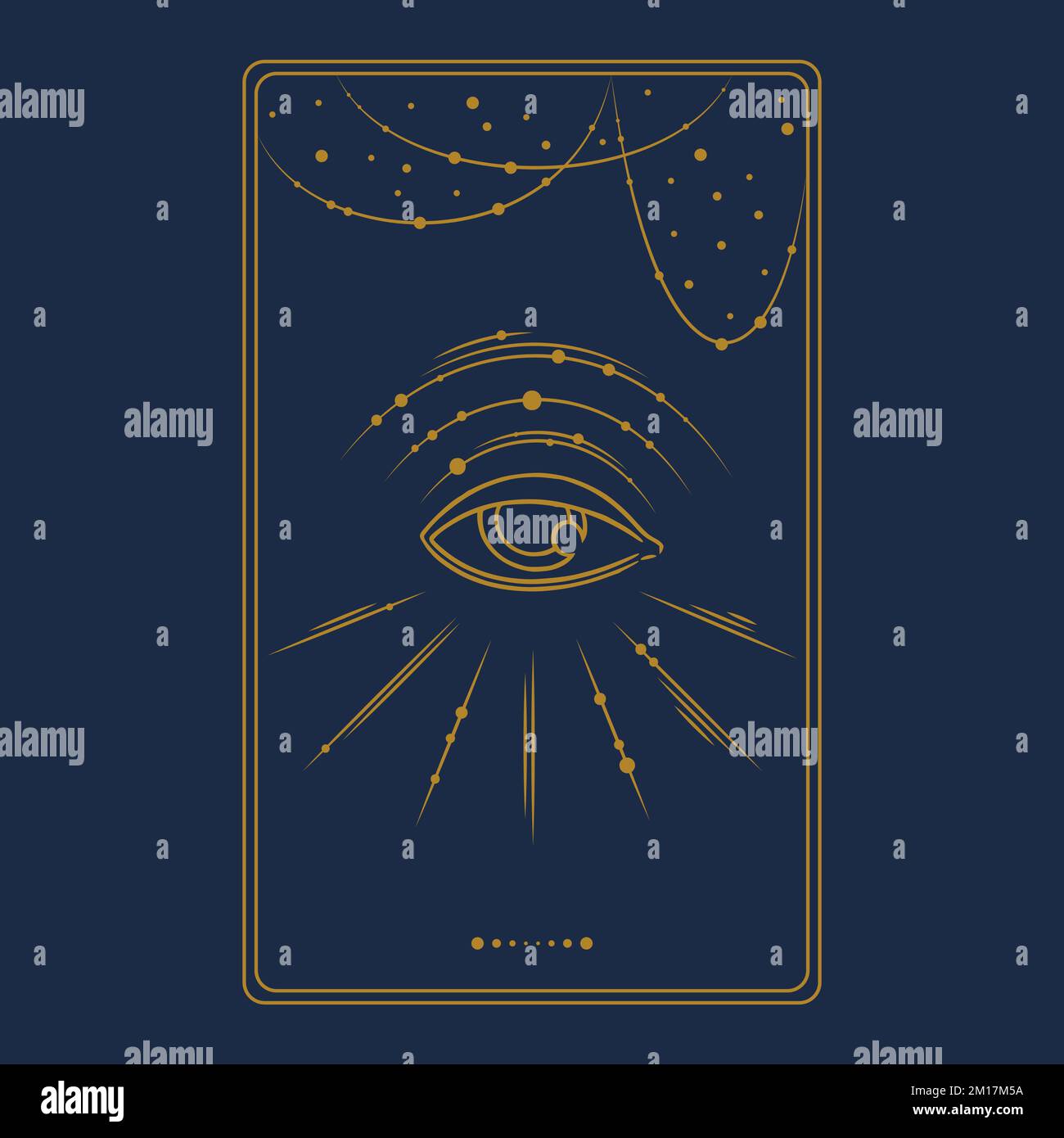Tarot aesthetic golden card with the third eye. Engraved tarot design