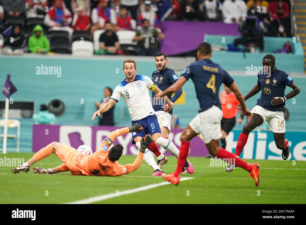 Al Khor, Qatar. 10th Dec, 2022. AL KHOR, QATAR - DECEMBER 10: Harry Kane of England shots the ball and Hugo Lloris of France saves during the FIFA World Cup Qatar 2022 quarter final match between England and France at Al Bayt Stadium, on December 10, 2022 in Al Khor, Qatar.(Photo by Florencia Tan Jun/Pximages) Credit: Px Images/Alamy Live News Stock Photo