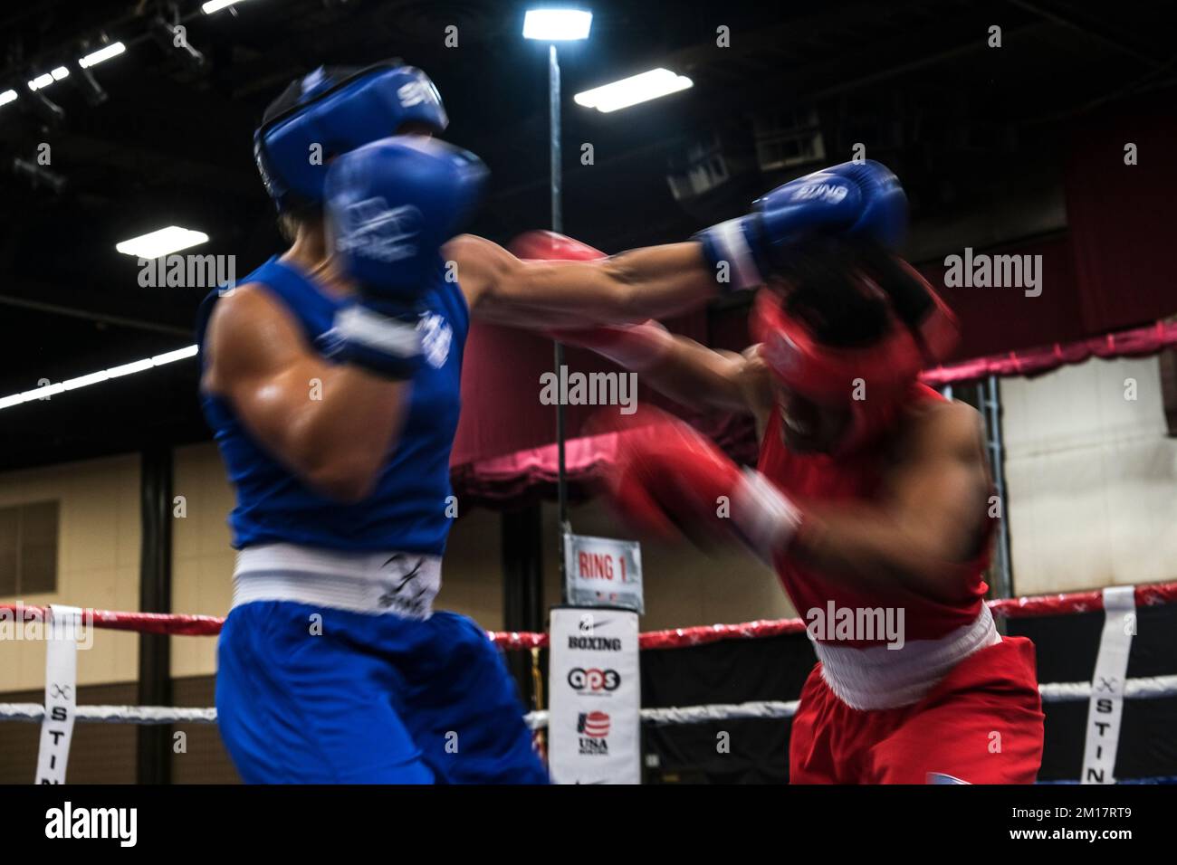 Lubbock, TX, USA. 10th Dec, 2022. Action between Stephanie Simon of Miami FL, and Stacia Suttles of Philadelphia, PA in their Elite Female 146lb championship bout. Simon was declared the winner by decision. (Credit Image: © Adam DelGiudice/ZUMA Press Wire) Credit: ZUMA Press, Inc./Alamy Live News Stock Photo