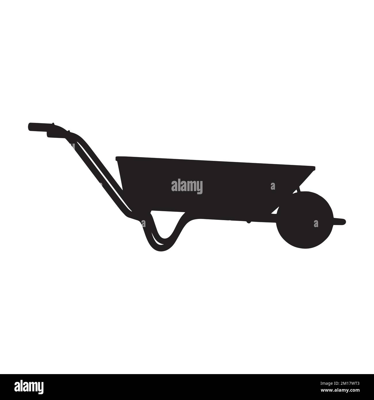 Vector Illustration of Wheelbarrow Cart Wagon Silhouette Stock Vector