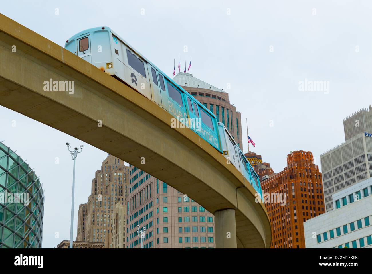 The Detroit People Mover is an elevated and automated rail system in 