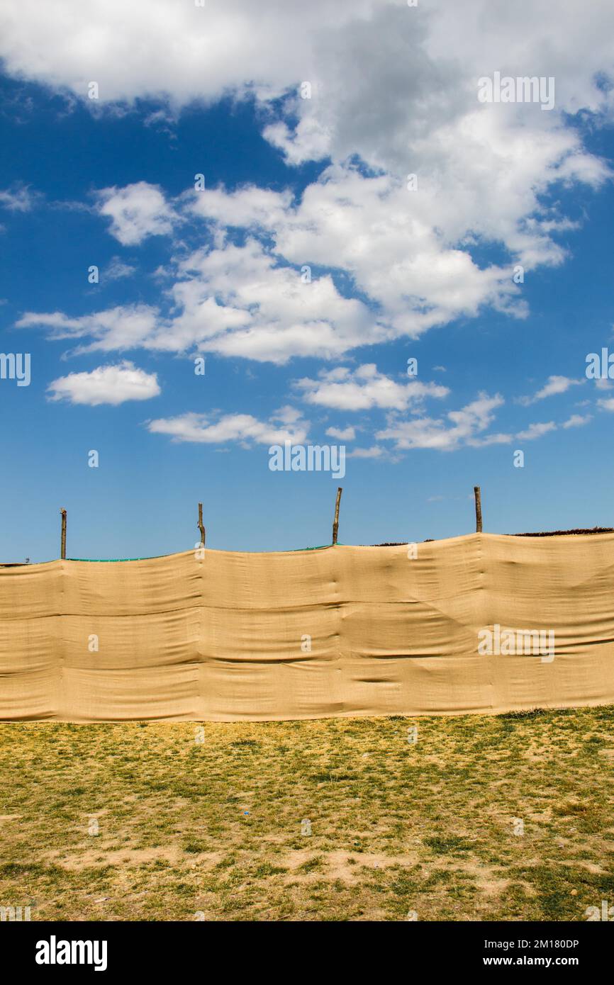 Linen canvas fabric texture used as a wall outdoors Stock Photo Alamy