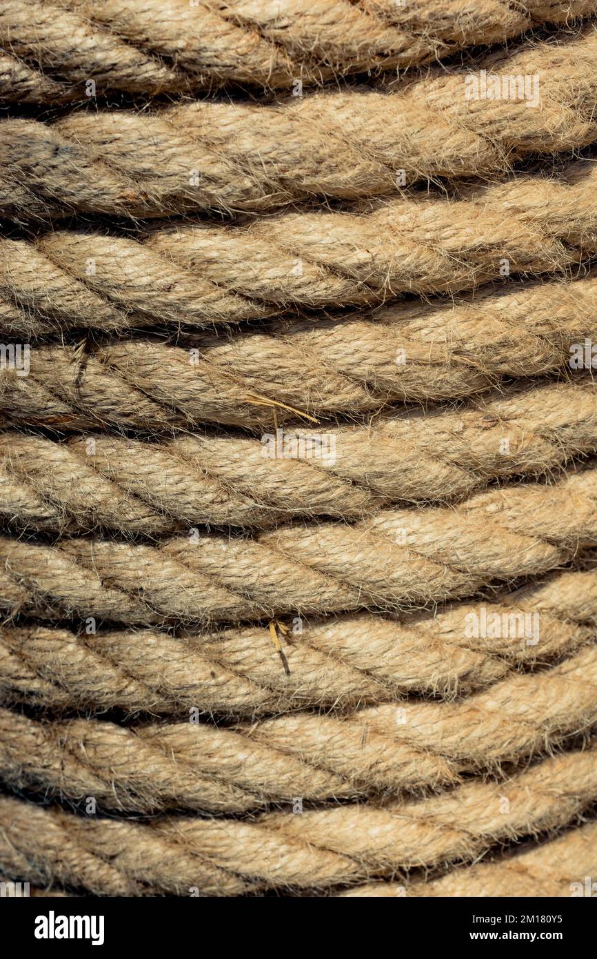 Inen rope in view as a thread background Stock Photo