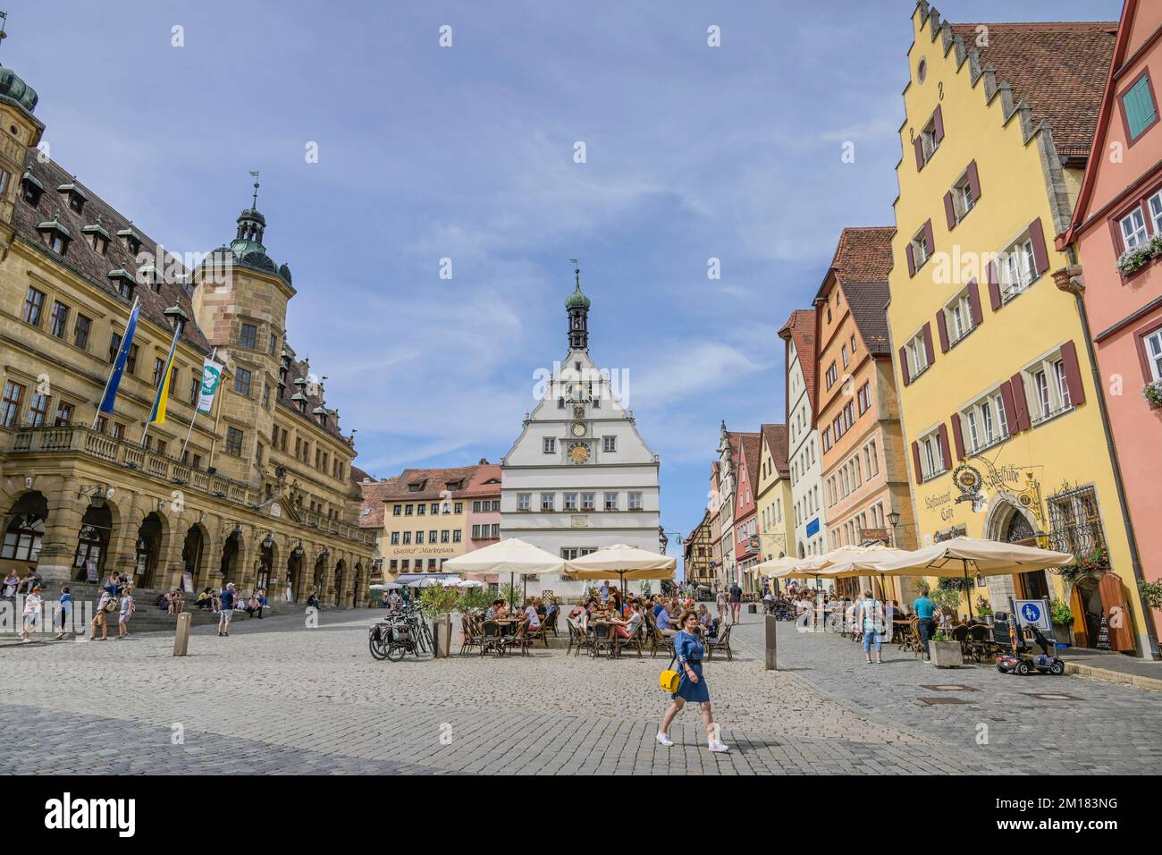 Old buildings, town houses, north side of market square, Rothenburg ob ...