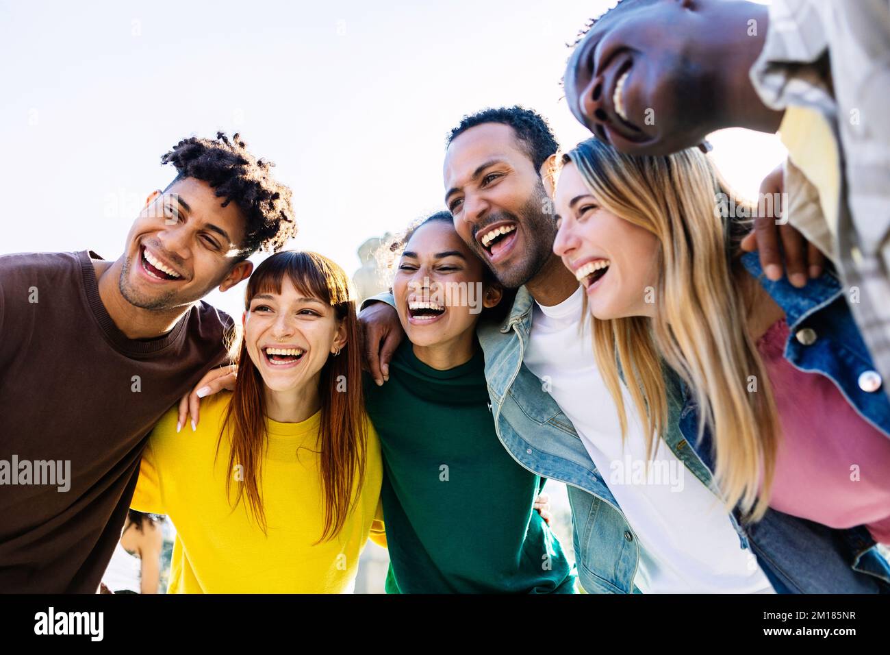 United group of young friends having fun together. Stock Photo