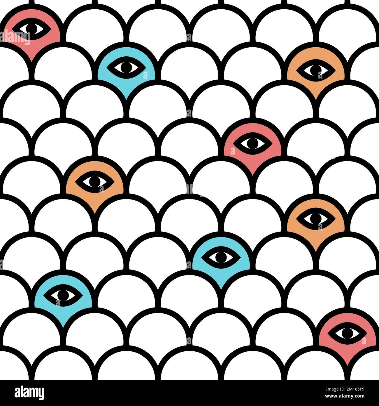 Mermaid scales seamless girly pattern with circles Stock Vector