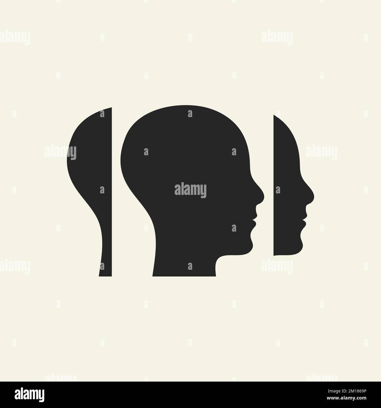Schizophrenia, splitting logo. Mental disorder icon Stock Vector