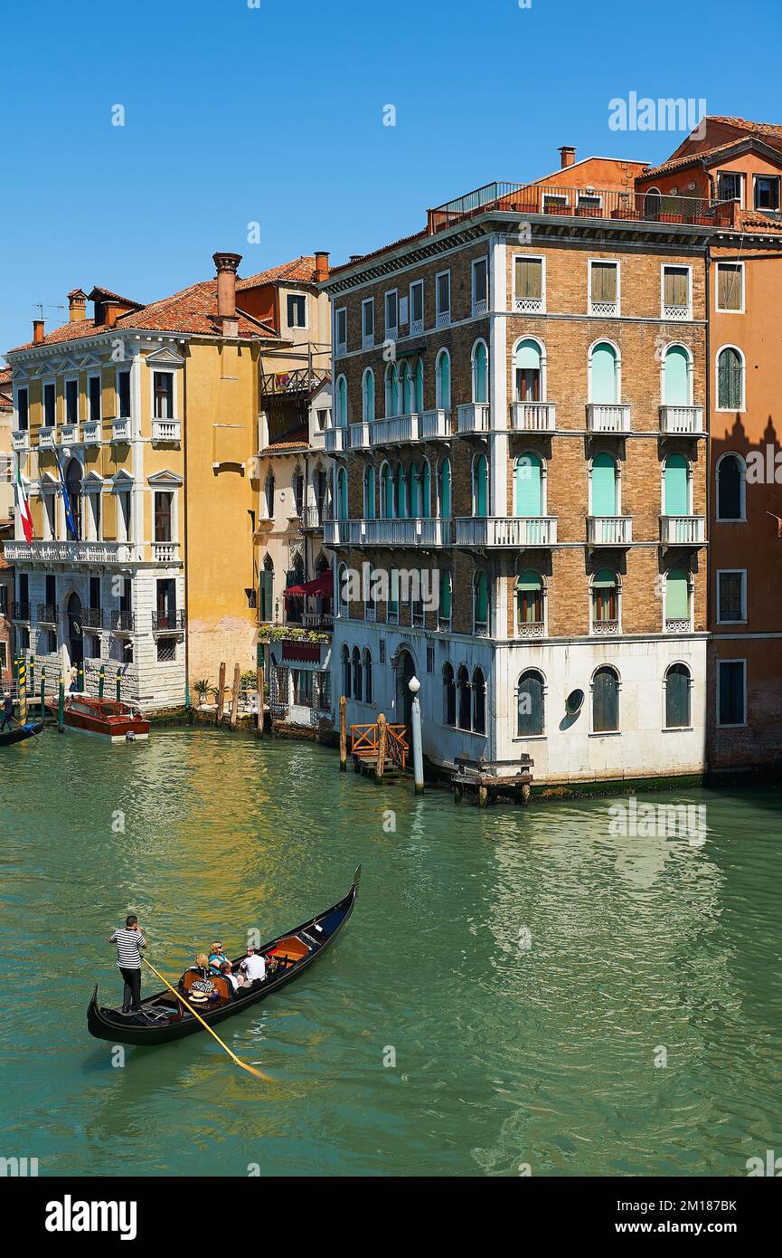 View of the  ancient Facades in the city of Venice close to the canal, Venice, Italy Stock Photo