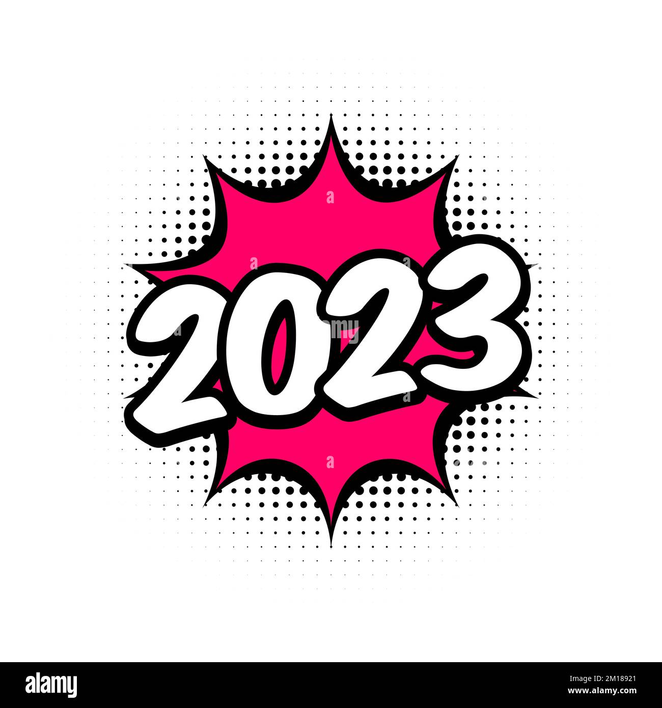 2023 halftone numbers in a speech bubble. Vintage typography text ...