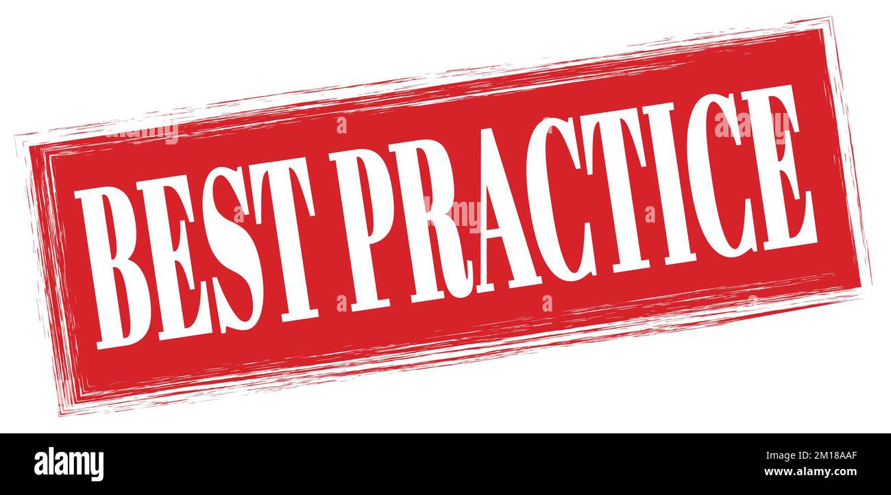 BEST PRACTICE text written on red rectangle stamp sign. Stock Photo