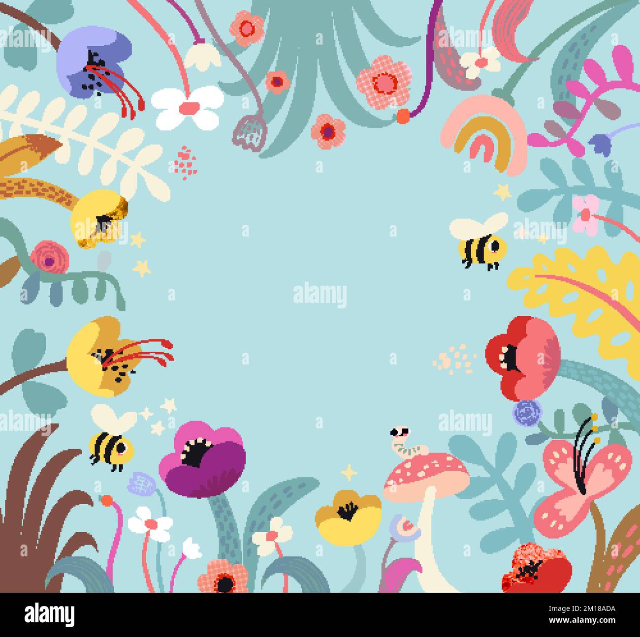 Border blue spring flowers Stock Vector Images - Alamy